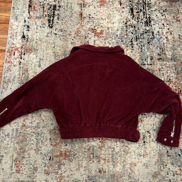 Free people burgundy corduroy zip dolman Moto jacket - Picture 2 of 3